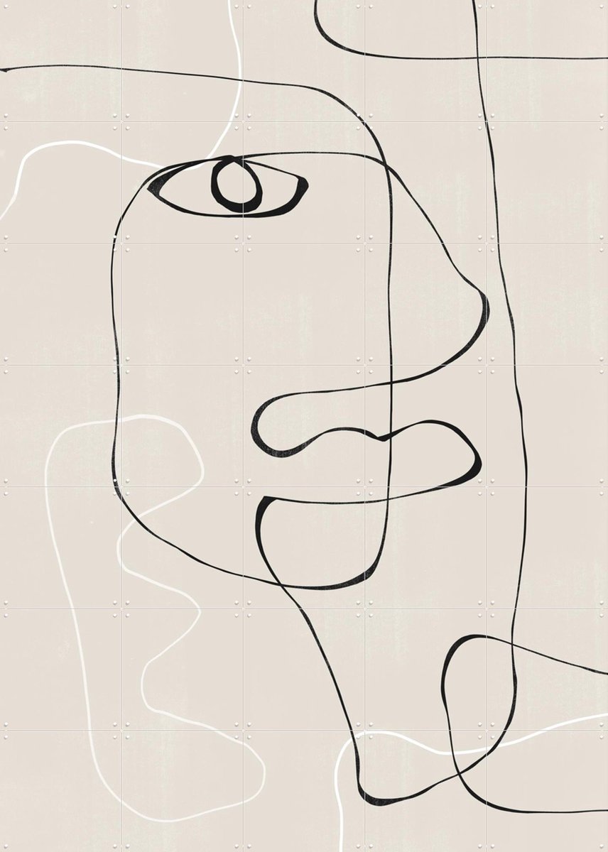 IXXI Abstract Face No1., The Miuus Studio & Various - 100 x 140 cm - Gratis ophangtool - Grote wanddecoratie en posters - Line art, Minimalisme