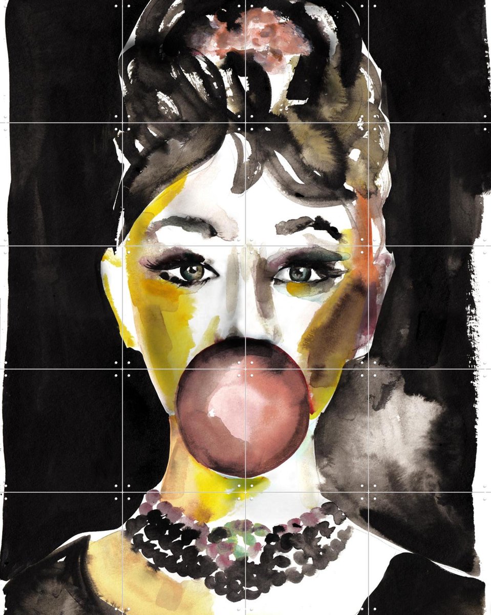 IXXI Audrey Iconic Pop, Victoria Verbaan - 80 x 100 cm - Gratis ophangtool - Grote wanddecoratie en posters - Illustraties, Pop art, Portretten, Film
