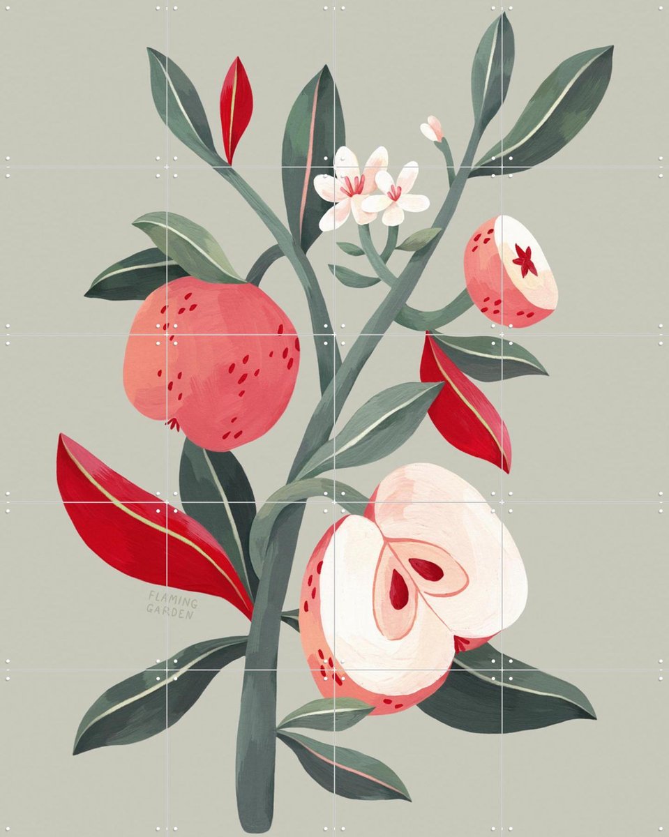 IXXI Apple Tree, Flaming Garden - 80 x 100 cm - Gratis ophangtool - Grote wanddecoratie en posters - Illustraties, Botanisch, Eten & Drinken, Natuur