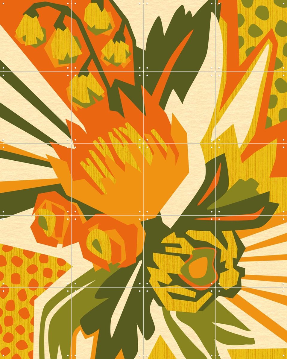 IXXI Foraged Flowers, Megan Gallagher - 80 x 100 cm - Gratis ophangtool - Grote wanddecoratie en posters - Digitale Kunst, Grafisch Ontwerp