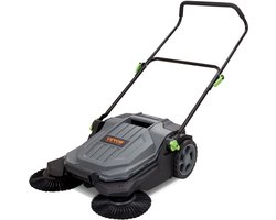 VEVOR 111x65x106cm Handveegmachine, 65cm Veegbreedte, Handmatig, 18,9L Afvalcontainer, In Hoek en Hoogte Verstelbare Inklapbare Handgreep voor Trottoir, Tuin, Garage, Terras, etc