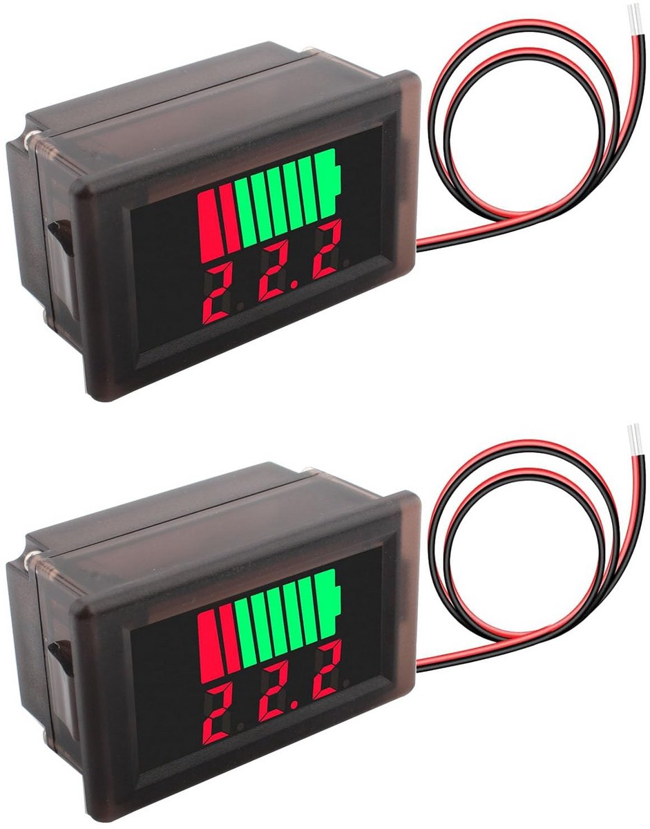 Digitale LED Voltmeter Spanningsmeter voor Auto en Motorfiets Accu's 12V-60V
