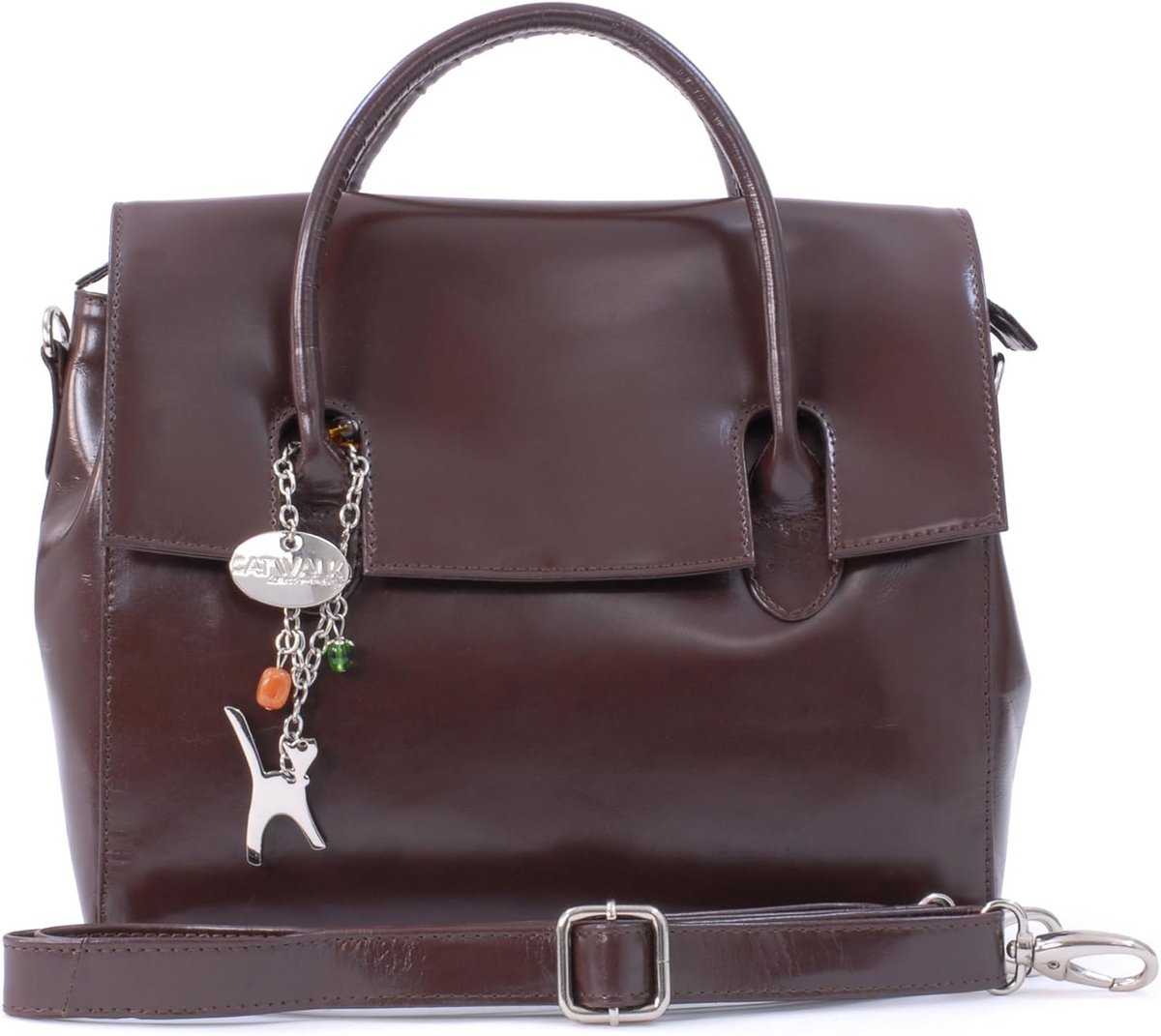 Leren Handtas met Korte Hendels en Afneembare Schouderriem voor Werk en Crossbody Gebruik