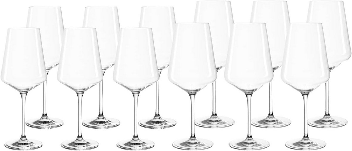 Set van 12 Rode en Witte Wijnglazen Kristal Glas Vaatwasserbestendig