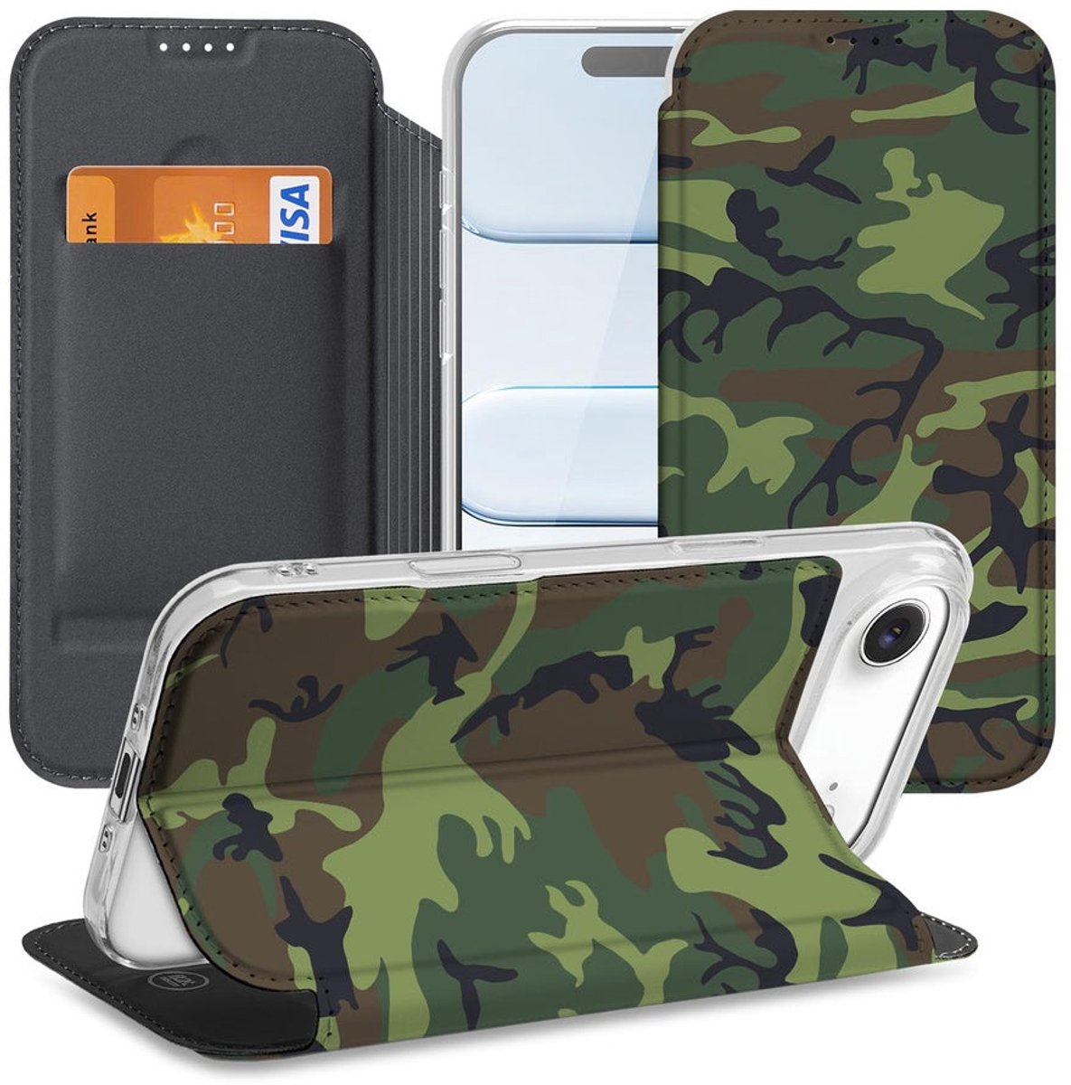 Standcase Hoesje voor iPhone Air Bookcase Army Dark