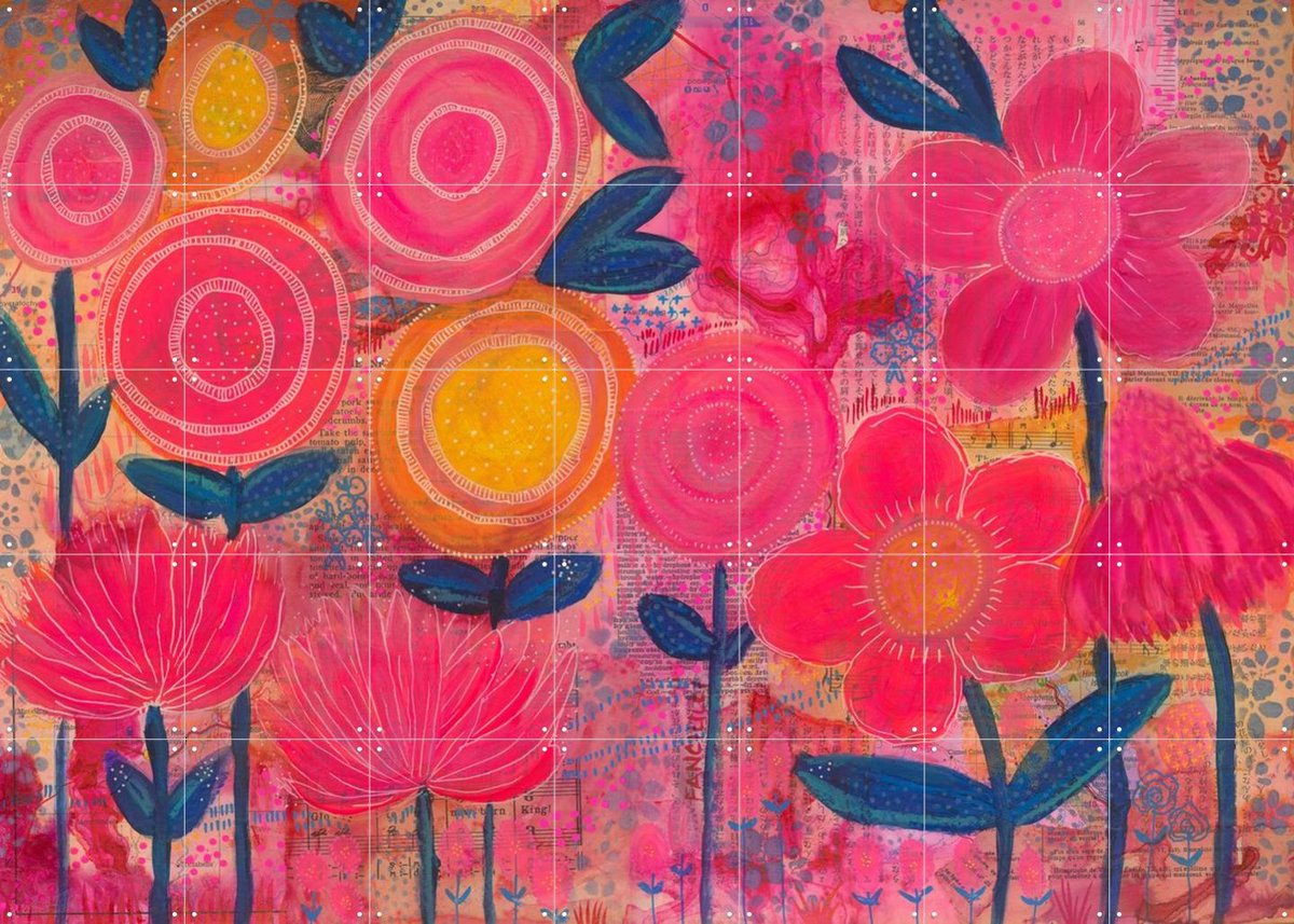IXXI Ruby, Yvette Fanciulli - 140 x 100 cm - Gratis ophangtool - Grote wanddecoratie en posters - Kleurrijk, Bloemen