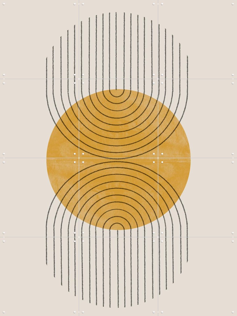 IXXI Perfect Point Yellow, The Miuus Studio & Various - 60 x 80 cm - Gratis ophangtool - Grote wanddecoratie en posters - Vintage, Line art, Abstract