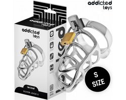 Addicted Toys Locked - Silver Lock Metal Penis Cage Size S