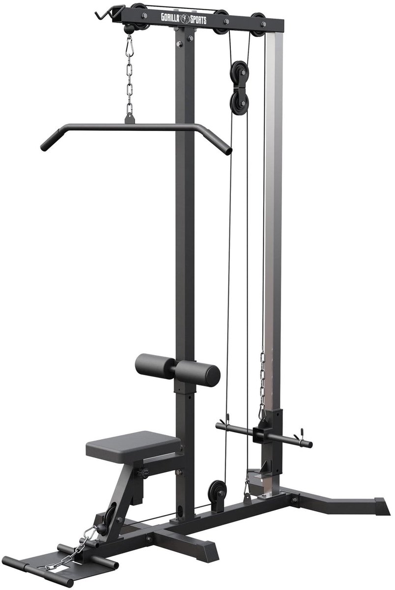 Bol.com Gorilla Sports Lat Pulley Station - incl. kabels - Kracht station - Lat station - Zwart aanbieding