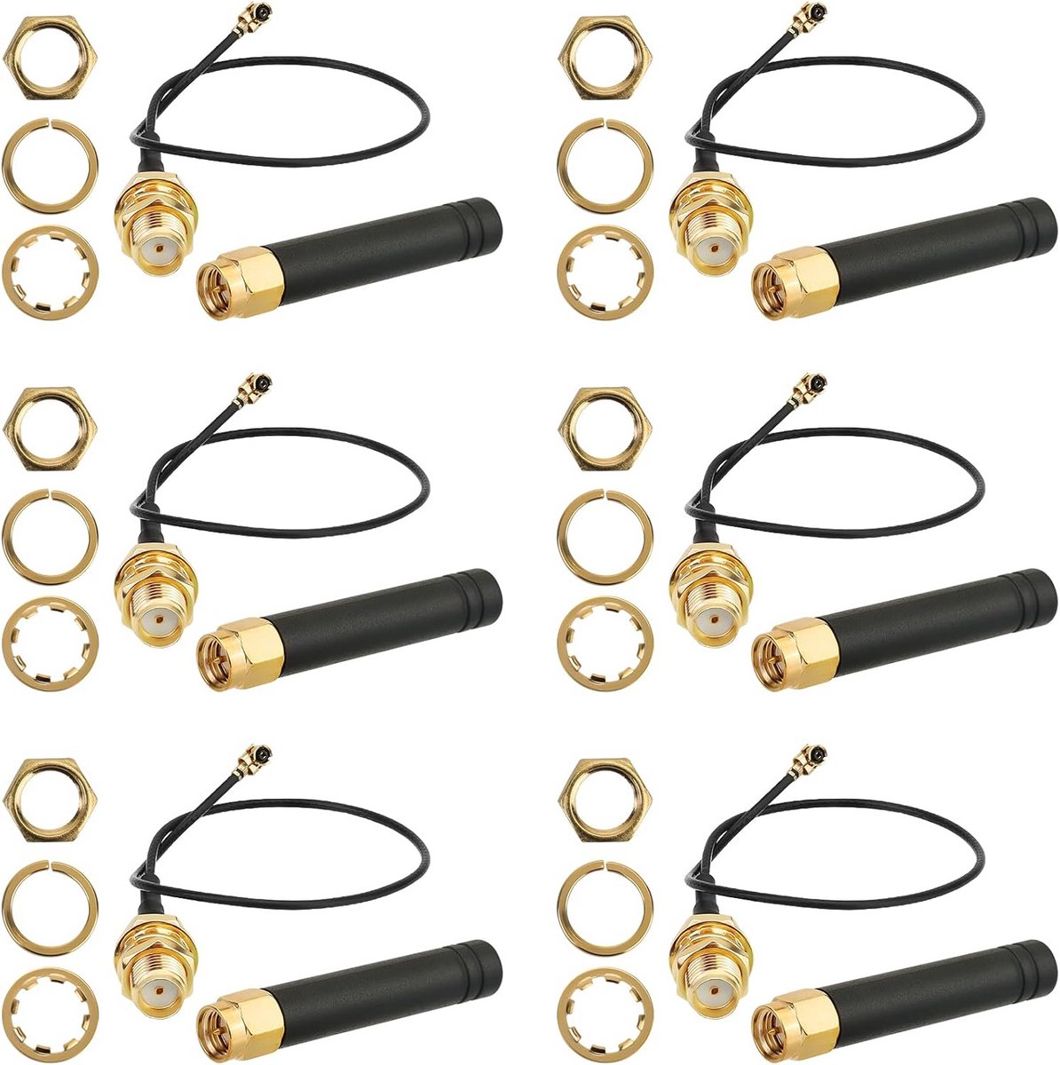 6x 868MHz LoRa Antenne 2dBi met U.FL naar SMA Connector voor IoT Modules