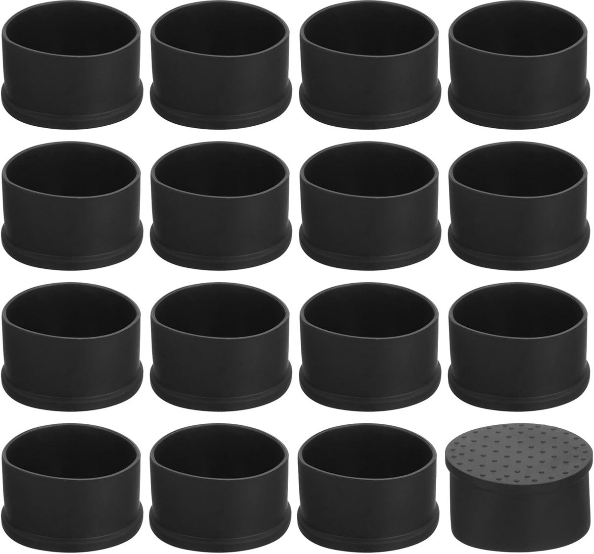 28x Ronde Stoelpootdoppen 50 mm Zwart PVC - Antislip Meubeldop voor Vloerbescherming