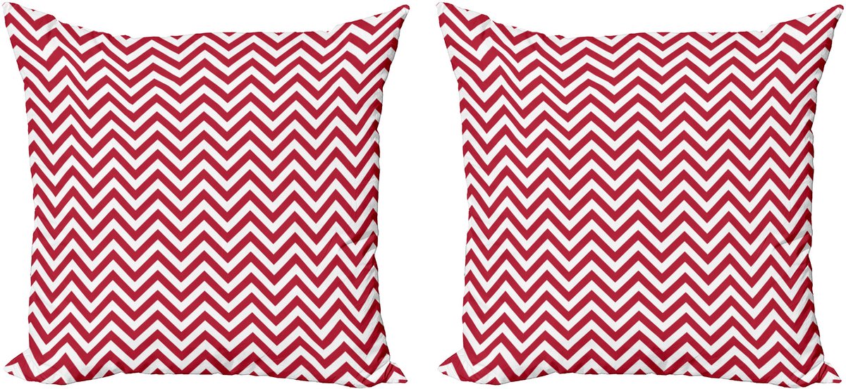 ABAKUHAUS rode sierkussens, kussenhoez 2-pack, klassiek eenvoudig chevronpatroon, 40x40 cm, donker koraalwit