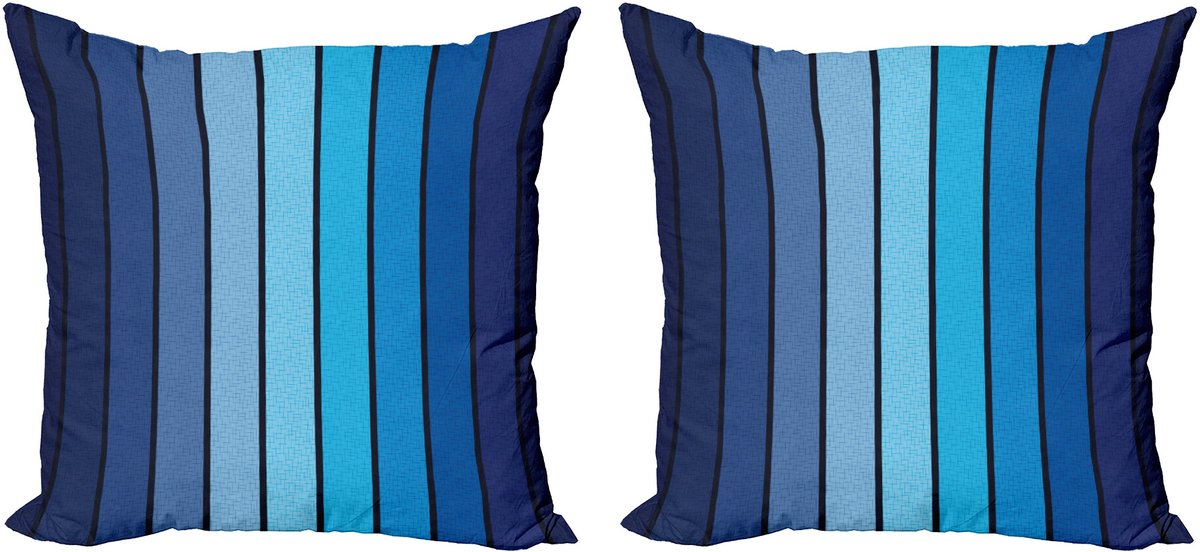 ABAKUHAUS Decoratieve kussenhoes met marinemotief, 2 stuks, plaatjes met blauwe rand 50x50 cm, donkerblauw en lichtblauw