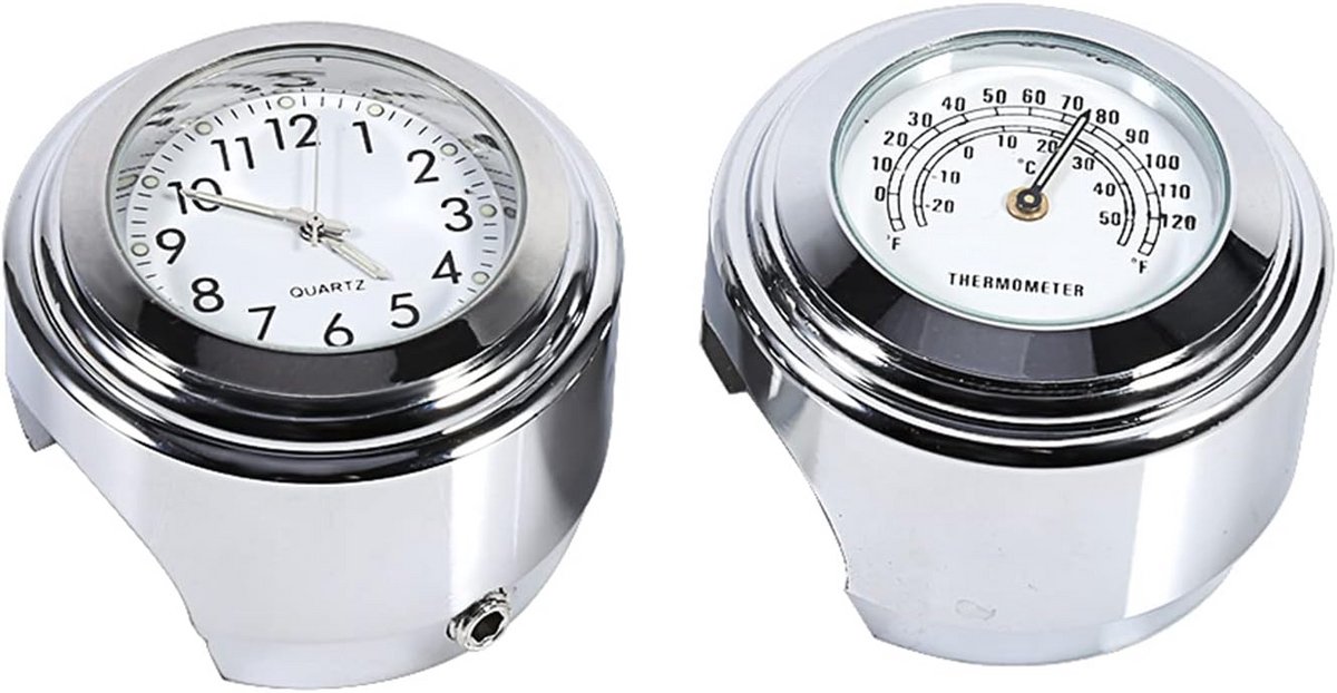 Waterdichte Stuurklok en Thermometer Set voor 7-8 of 1 Inch Motorfietsen