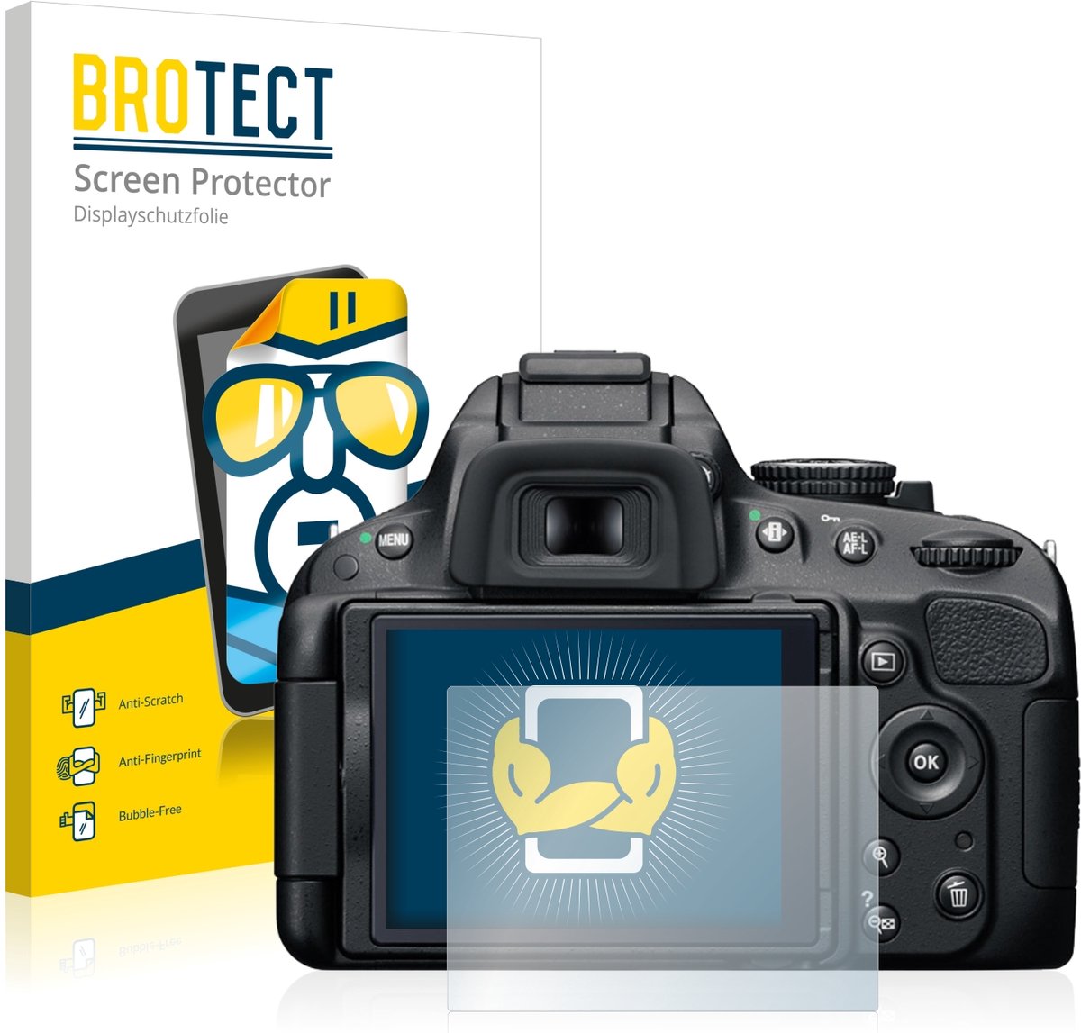 BROTECT - Screenprotector voor Nikon D5100 - Folie Beschermfolie transparant 2 Stuks