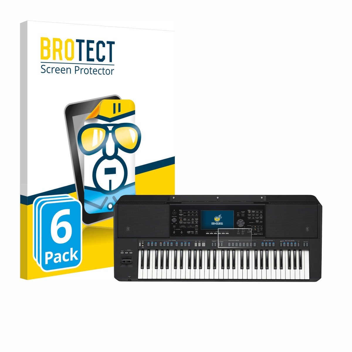 BROTECT - Screenprotector voor Yamaha PSR-SX720 - Folie Beschermfolie transparant 6 Stuks
