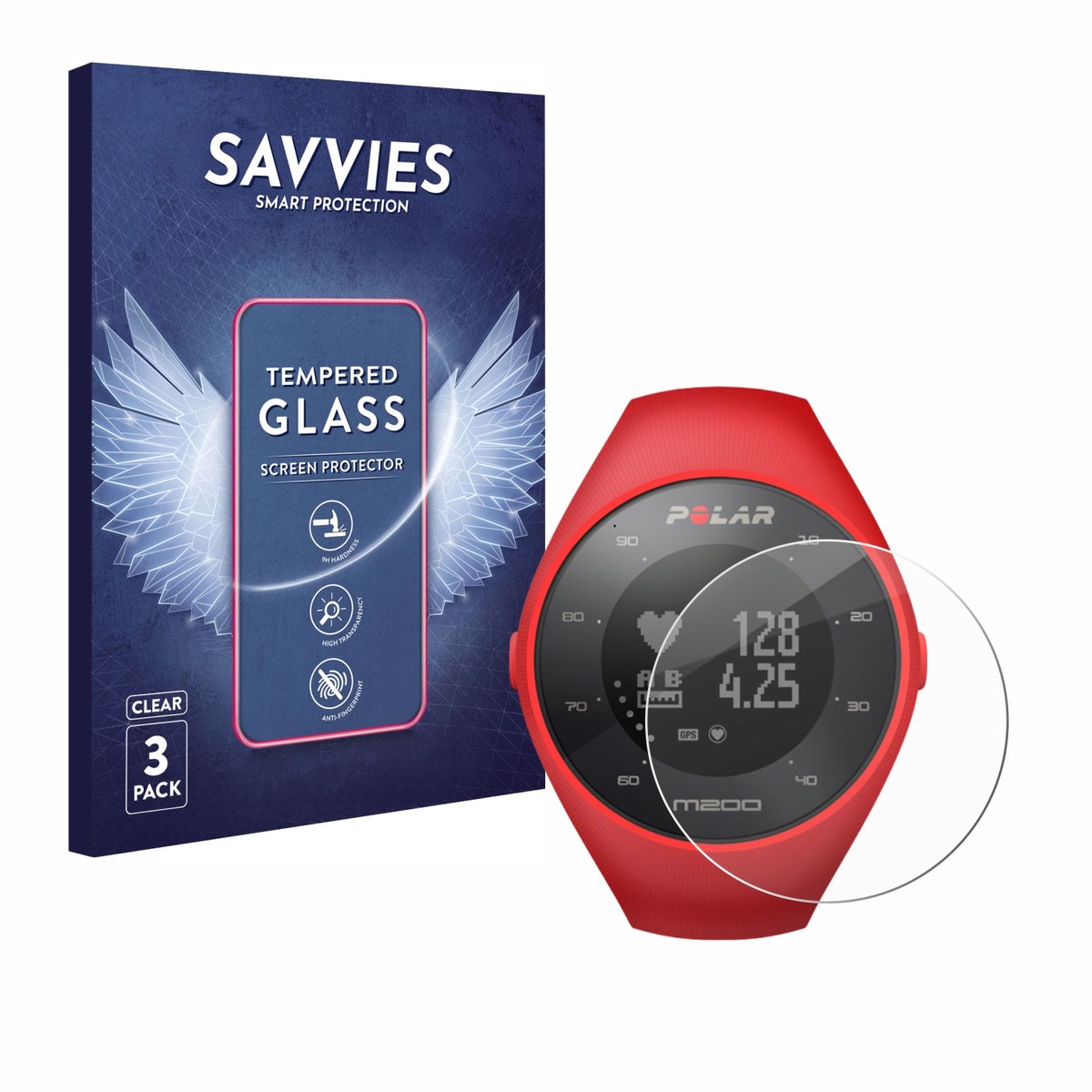 Savvies - Glas Screenprotector voor Polar M200 - Gehard Beschermglas 9H 3 Stuks