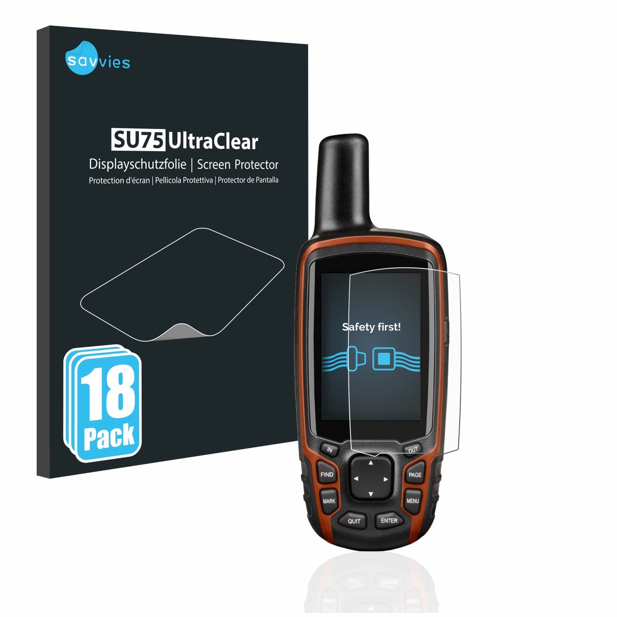 Savvies - Screenprotector voor Garmin GPSMAP 64s - Folie Beschermfolie transparant 18 Stuks