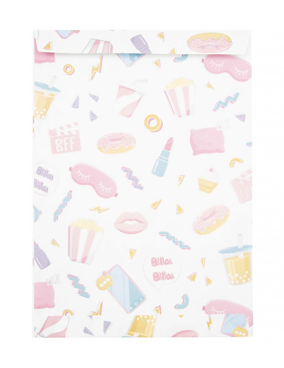 PARTYPRO - 8 papieren cadeautasjes voor pyjamafeest 15x21cm