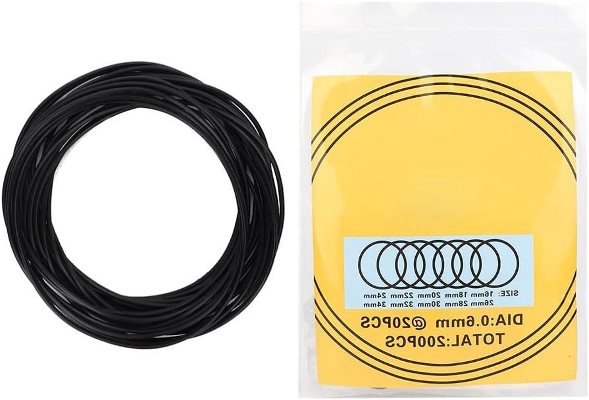 Waterdichte Rubberen Afdichting Voor Horloge Achterkant - Set van 200 Stuks - Reparatie Tool - Horloge Onderdelen - Kit met O Ringen 0.6mm Dikte