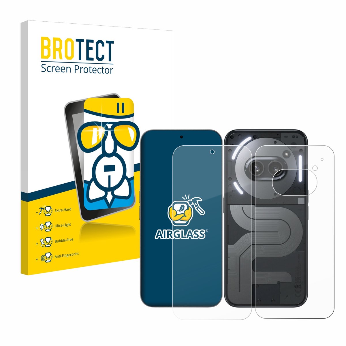 Screenprotector voor Nothing Phone (2a) Plus (Voor+Achter) Beschermglas transparant