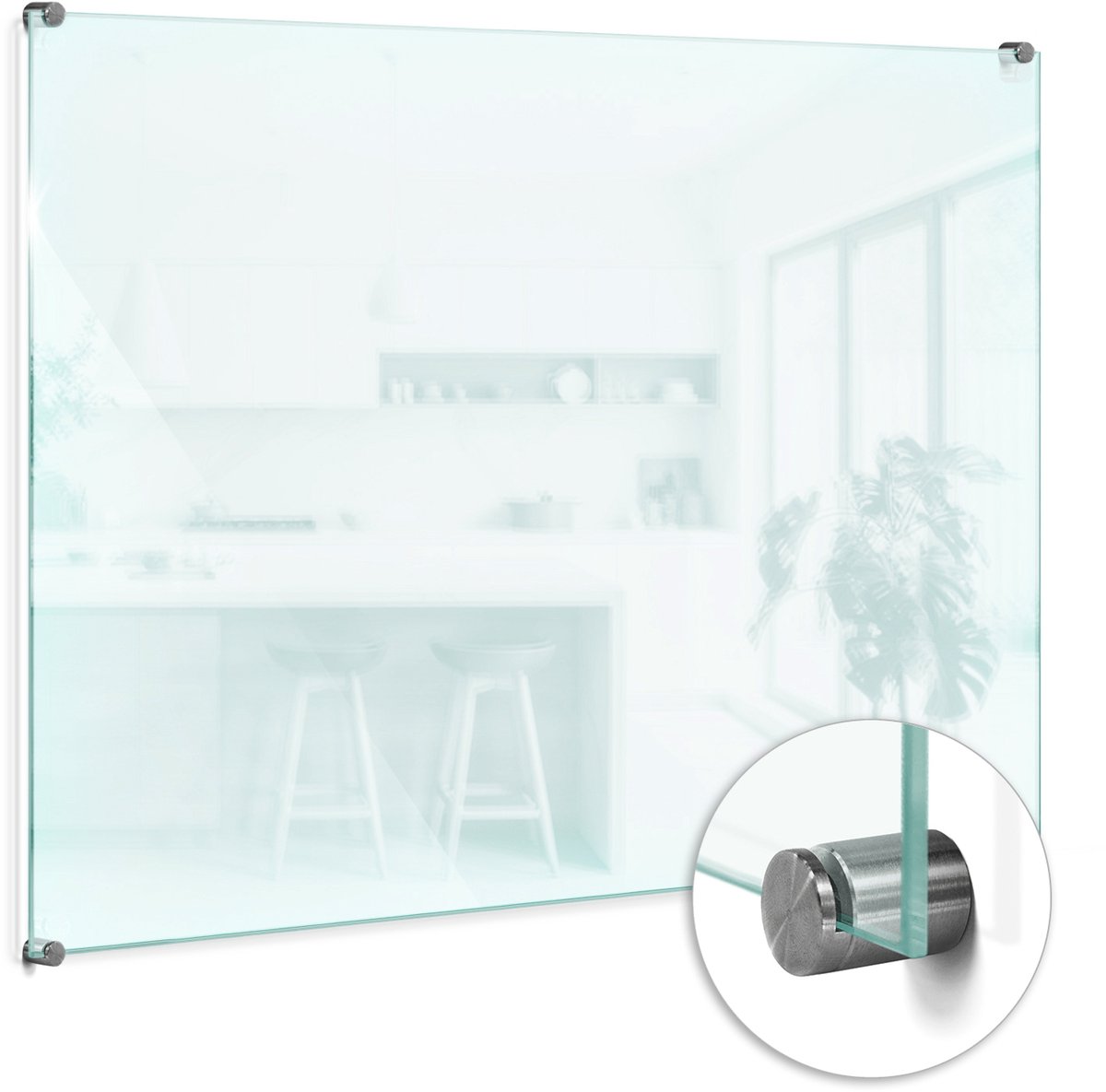 Wallfluent Transparante Keuken Achterwand - Glazen Spatplaat Transparant - 80x60 cm - Keuken Achterwand Glas Transparant - Veiligheidsglas Achterwand Keuken - Helder Glas Achterwand Keuken - Doorzichtige Spatplaat Keuken