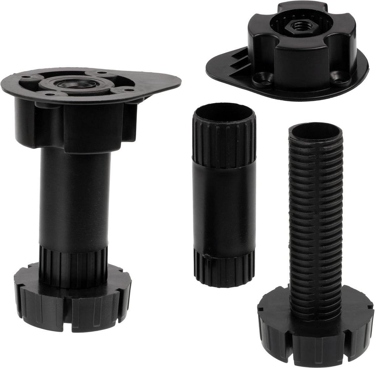 Set van 4 Verstelbare Stelpoten Zwart Ø58 mm voor Meubels - Hoogte 100-150 mm