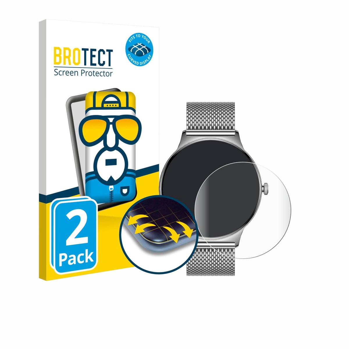 BROTECT - Screenprotector voor Pireware Slim Smartwatch - Folie Beschermfolie transparant volledig dekking - 2 Stuks