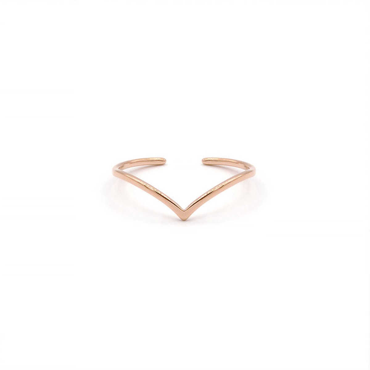 Mint15 Verstelbare ring v-vorm 'Wish' - Roségoudkleur RVS/Stainless Steel