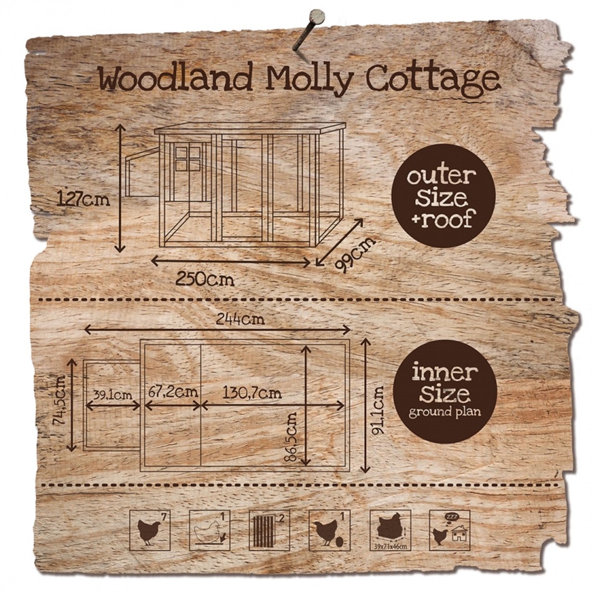 Duvo+ Kippenhok Molly - Taupe - 250 x 99 x 127cm