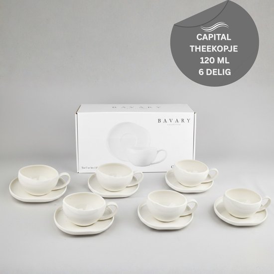 Tasses à espresso OZ Home Bavary Collection Capital - 12 pièces - 120 ml - Porcelaine - Poignée ovale - Tasses à café
