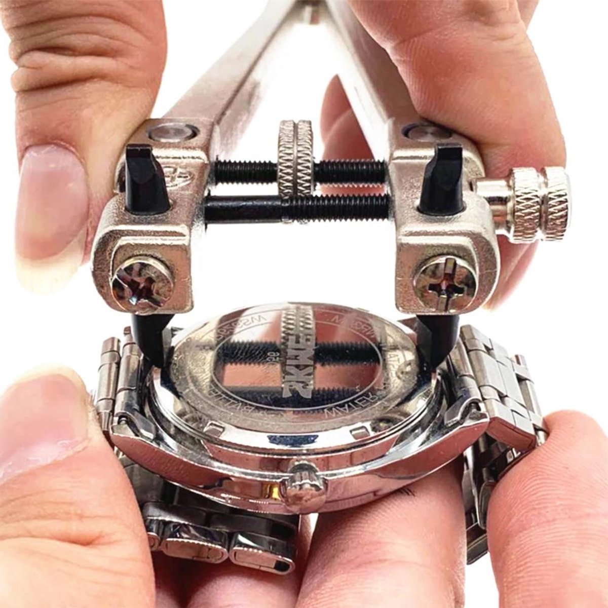 Goodivery - Horlogeopener - Horlogewerkplaats - Universeel - Verstelbare klem - Reparatietool - Handig - DIY - Zilver - Geschikt voor alle horloges - Handige horlgeopener om achterkant horloge te verwijderen -