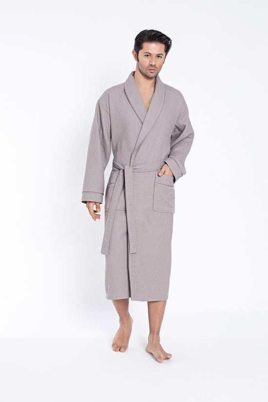 Waffle Heren Badjas Denis /Grijs / L/XL