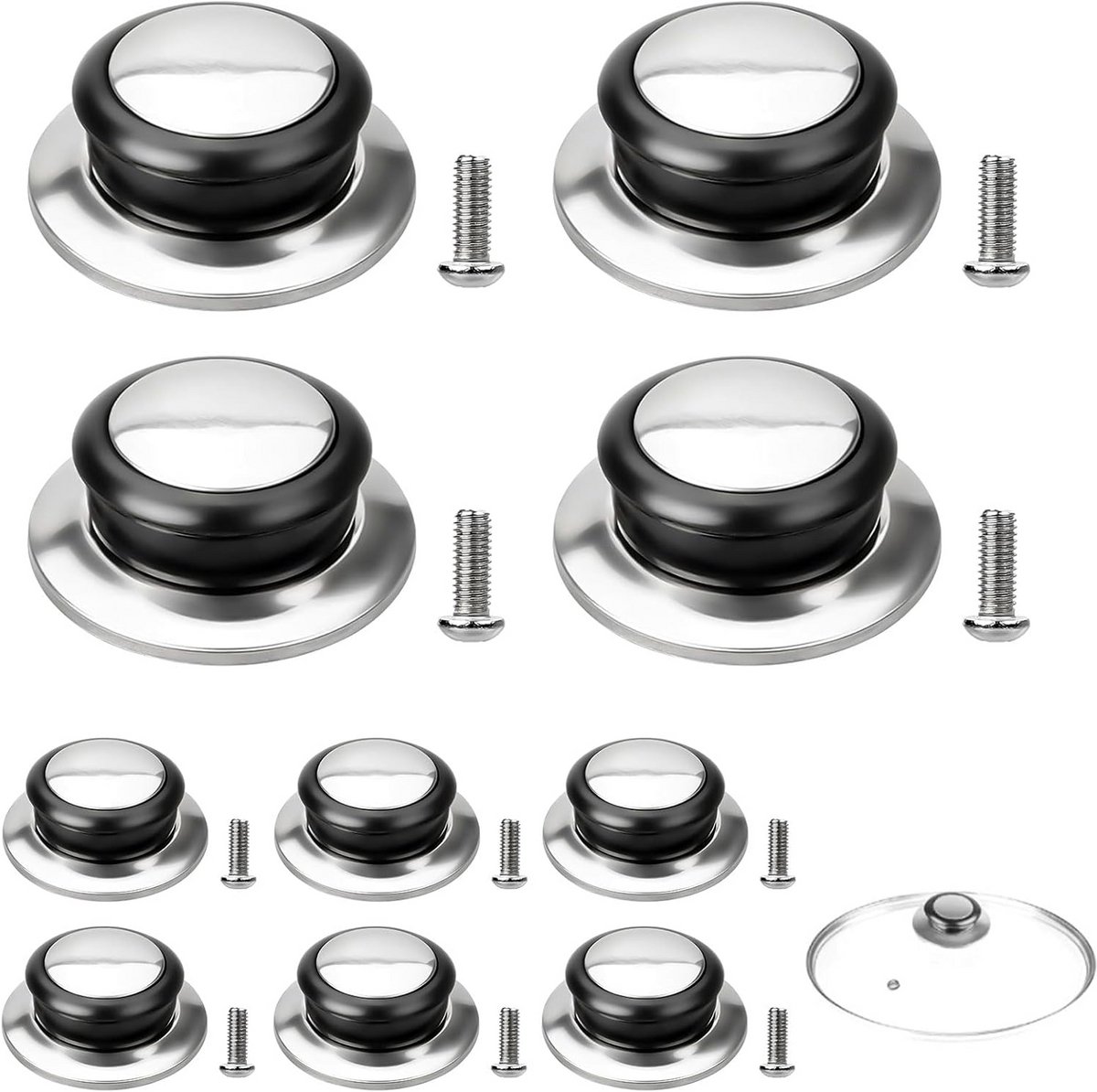Universele Pannendeksel Knoppen Set - 10 Stuks Roestvrij Staal Vervangende Handvatten