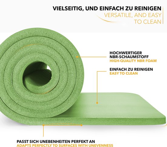 Yoga mat lichtgroen 1 cm dik, fitnessmat, pilates, aerobics van Avento — afbeelding 4