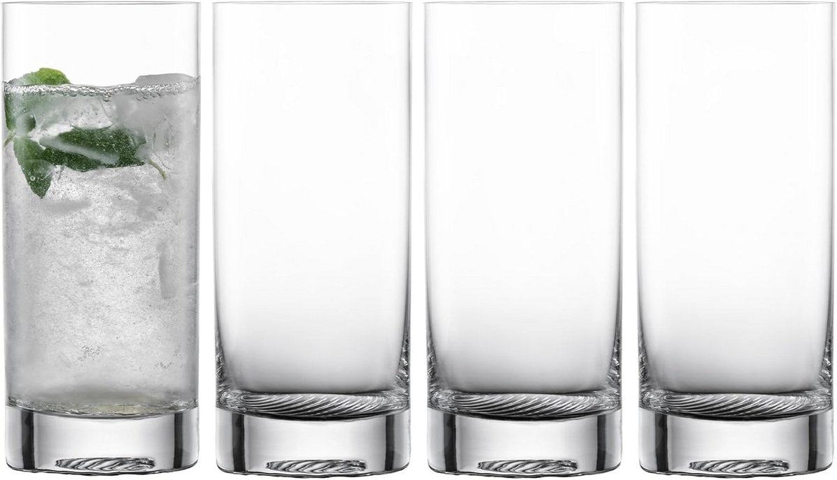 Set van 4 Wijnglazen met Getextureerde Voet - 350ml Helder Glaswerk