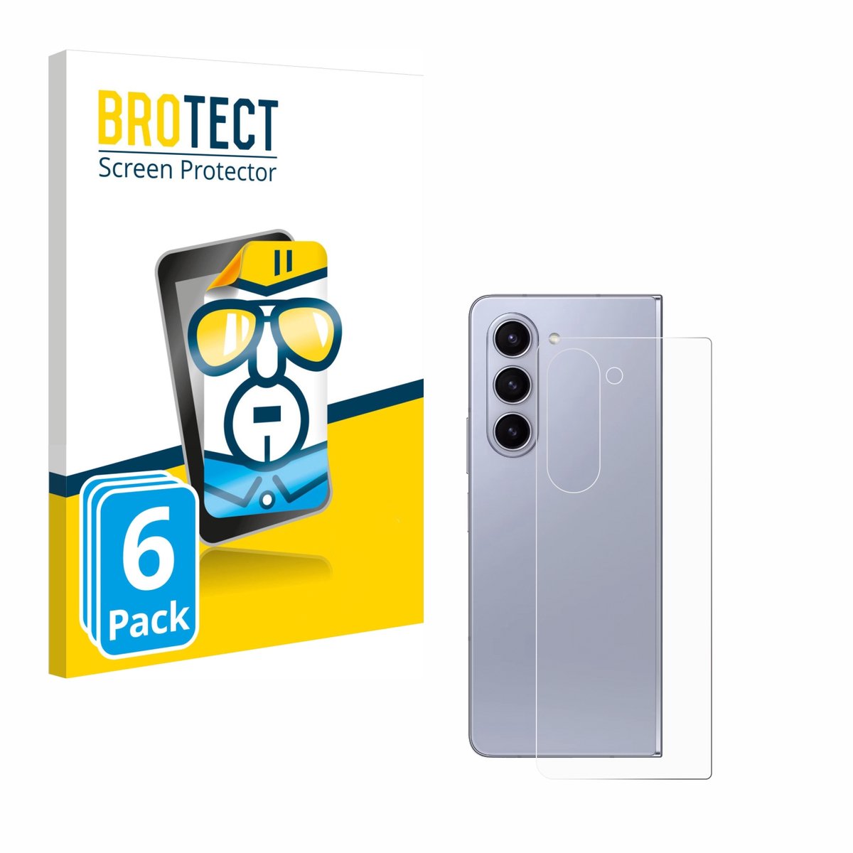 BROTECT - Screenprotector voor Samsung Galaxy Z Fold 5 (Achterkant) - Folie Beschermfolie transparant 6 Stuks