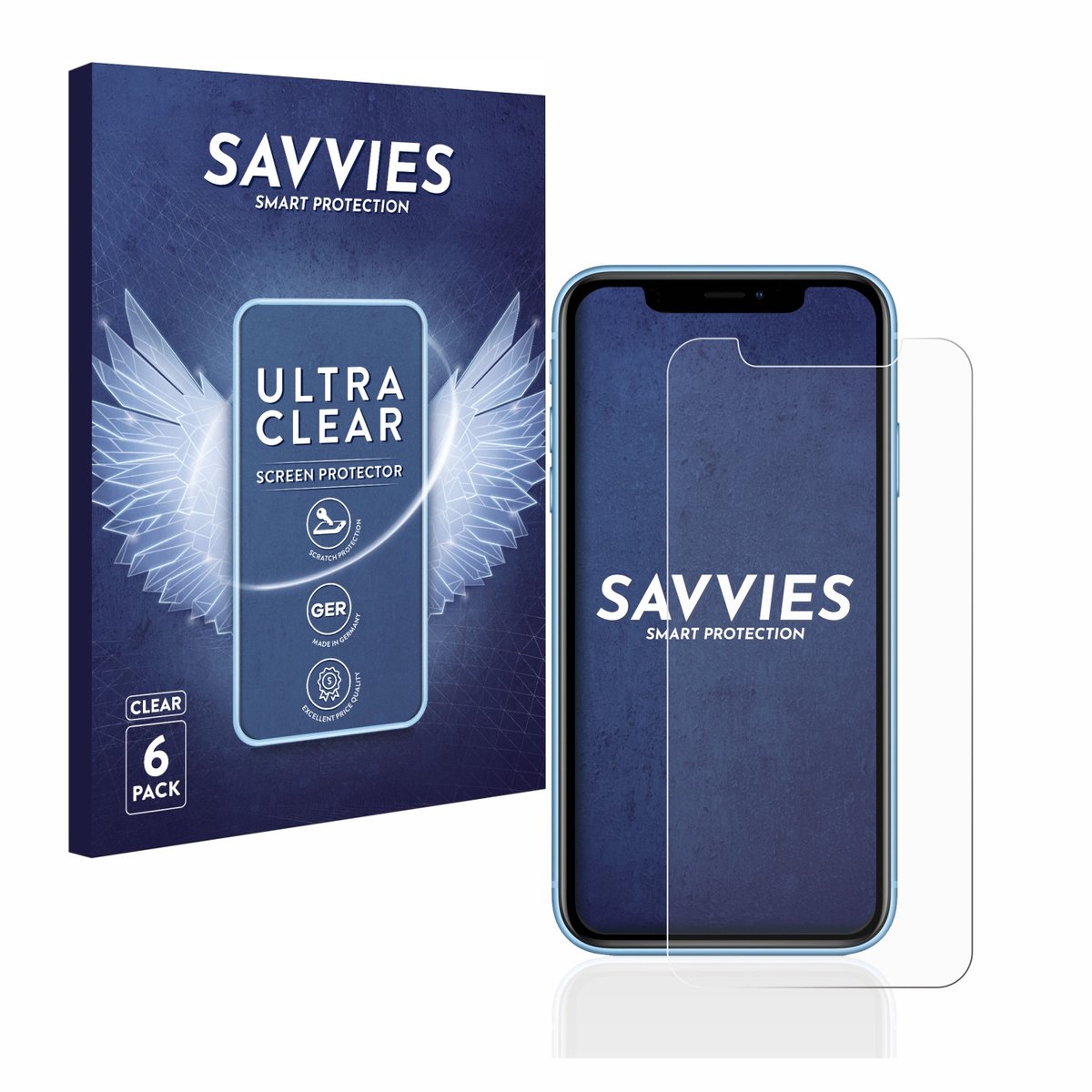 Savvies - Screenprotector voor Apple iPhone XR / 11 - Folie Beschermfolie transparant 6 Stuks