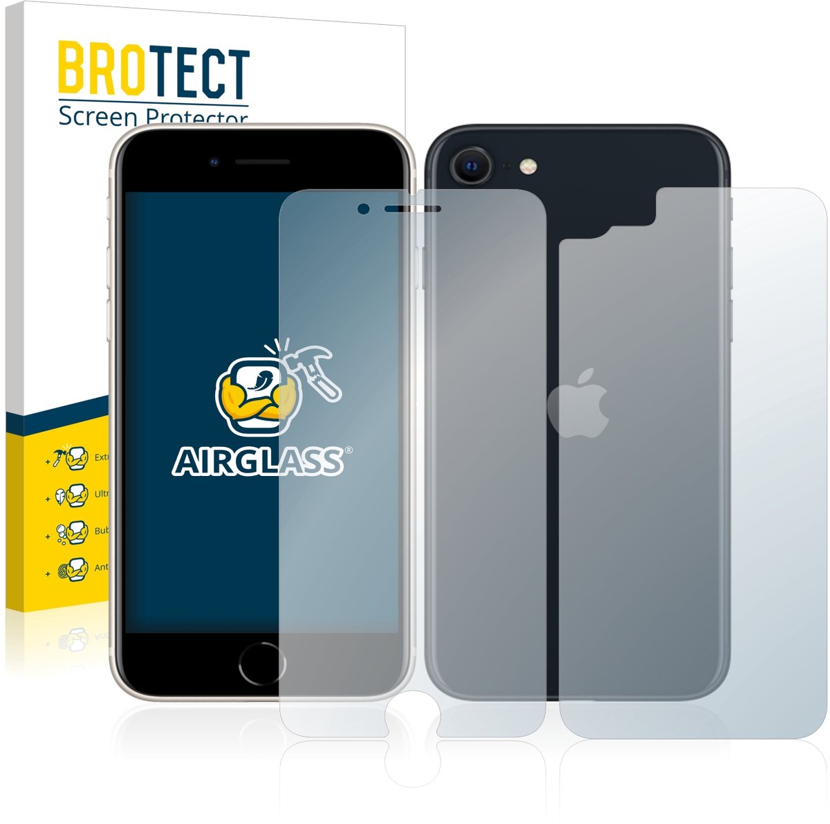 Screenprotector voor Apple iPhone SE 3 2022 (Voor+Achter) Beschermglas transparant