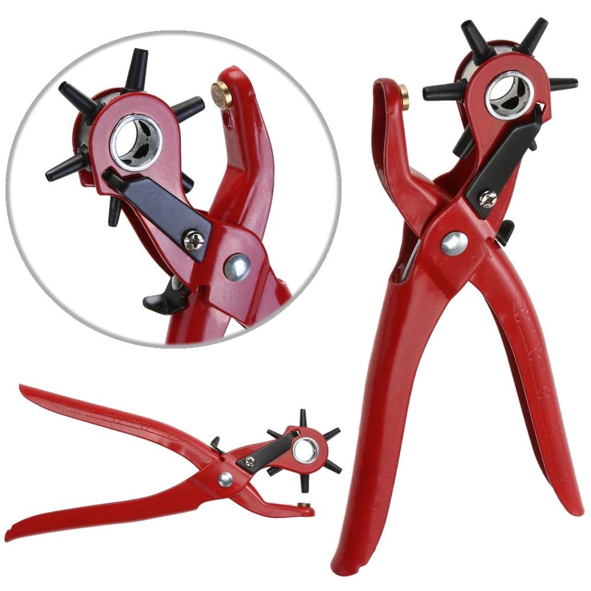 Goodivery - Lederen Riemperforator - 6-gaats - Professioneel - Zwart - Horlogeband - Veelzijdige rond - Puncher - Geschikt voor Lederen Band - Zwart Model - Perforator voor Riem -