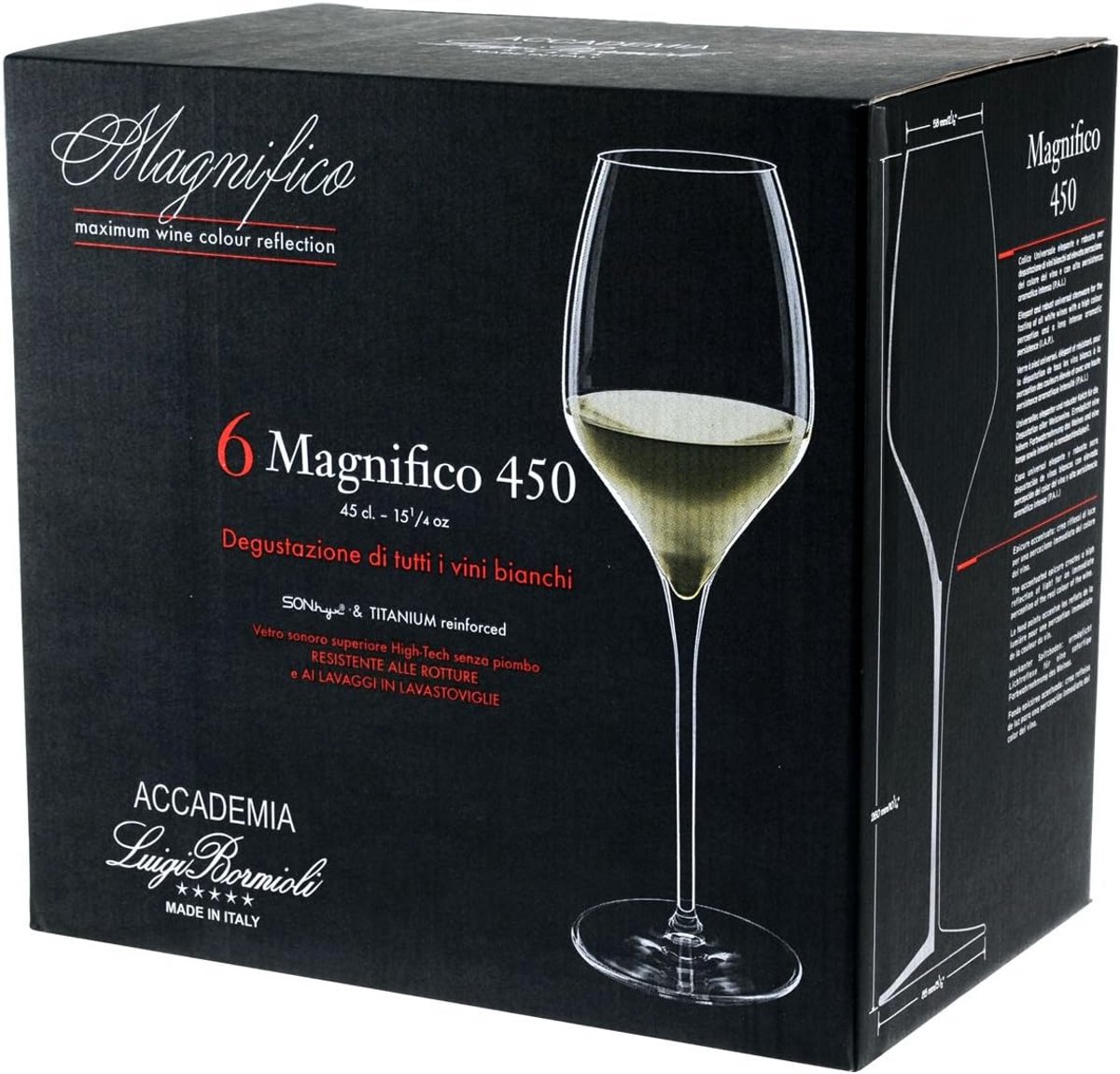 Set van 6 Elegante Wijnglazen van Glas - 45 cl - Vaatwasmachinebestendig