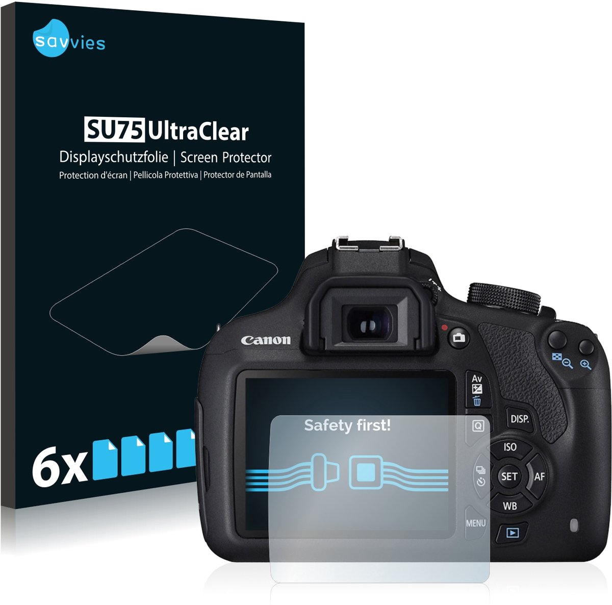 Savvies - Screenprotector voor Canon EOS 1200D - Folie Beschermfolie transparant 6 Stuks