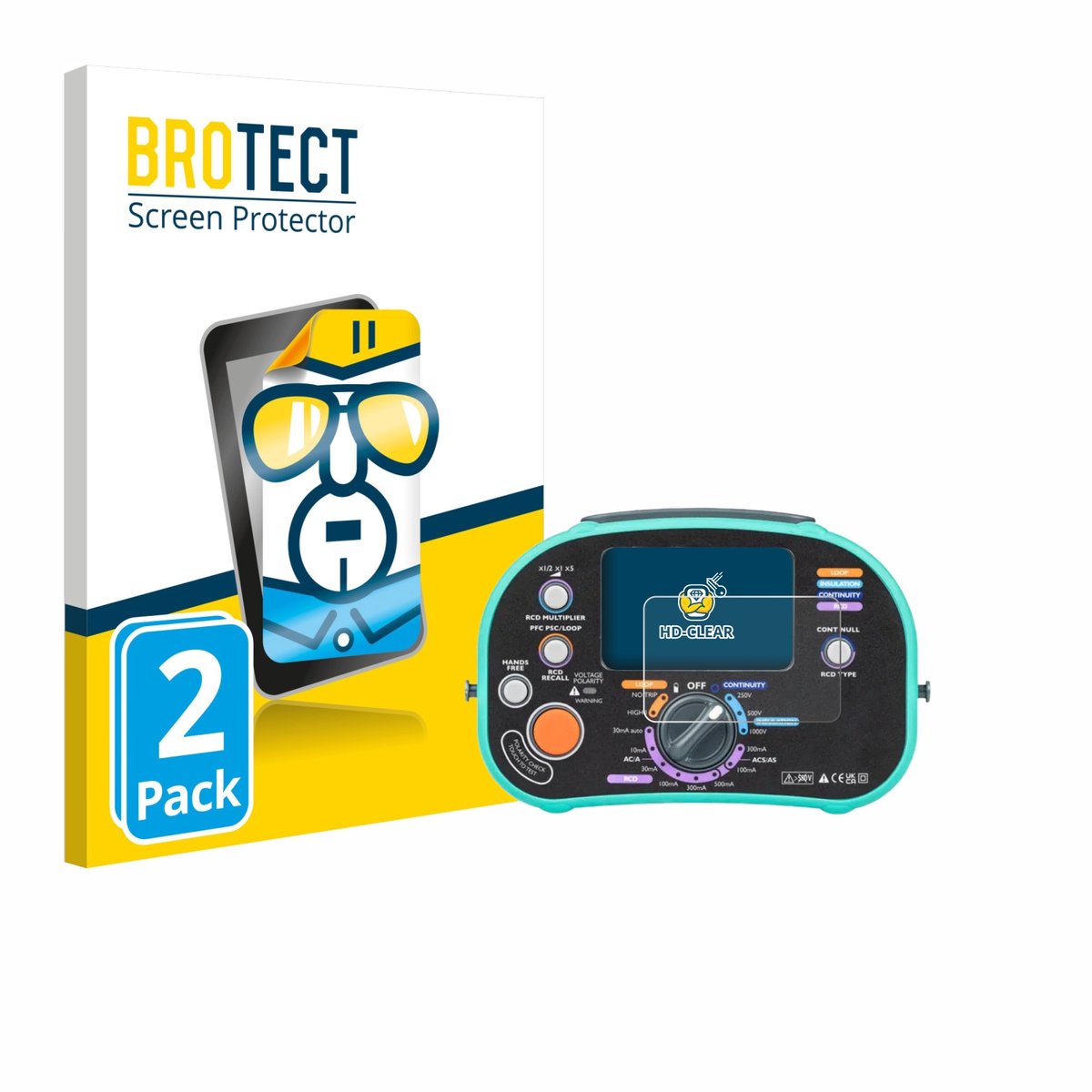 BROTECT - Screenprotector voor Kewtech KT63DL - Folie Beschermfolie transparant 2 Stuks