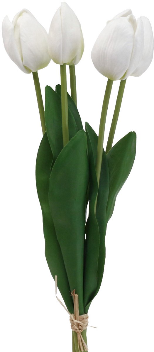 Viana Witte Tulpen Decoratie Real Touch Kunstbloemen Lente 49cm 5 st