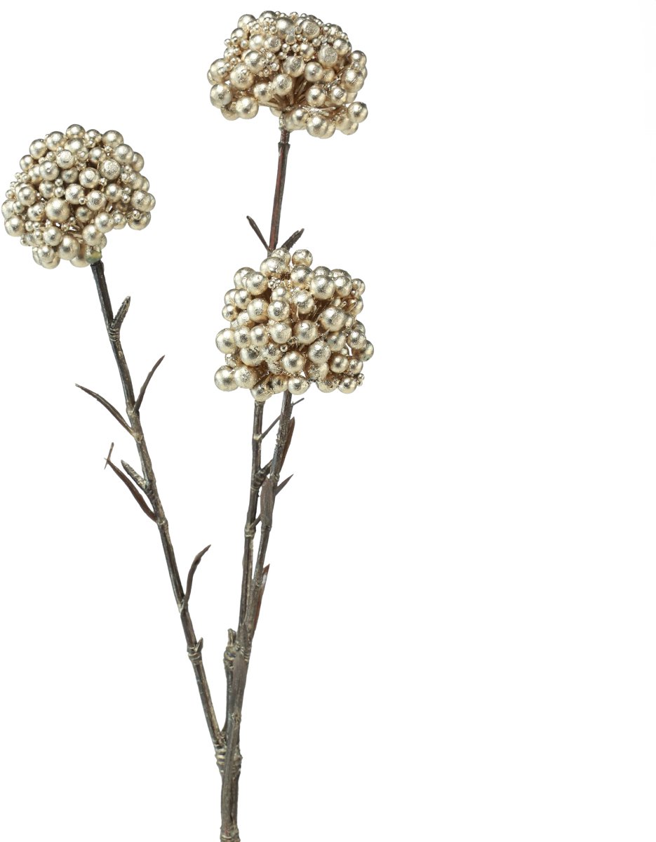 Decoratieve tak kunst bessentak champagne 46cm