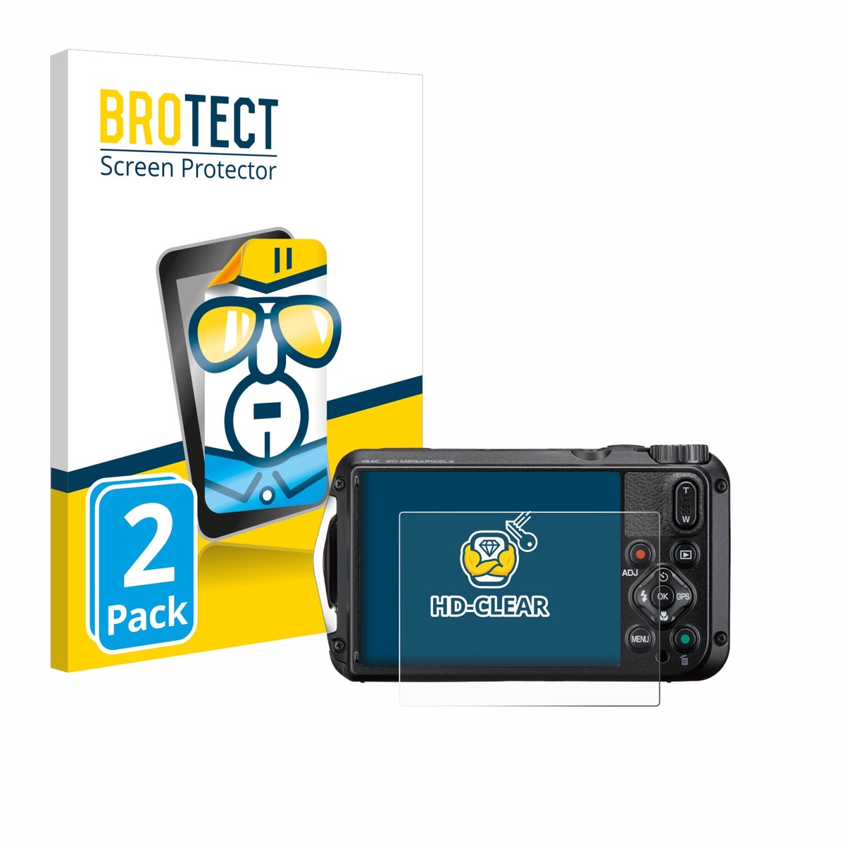 BROTECT - Screenprotector voor Ricoh Pentax WG-8 - Folie Beschermfolie transparant 2 Stuks