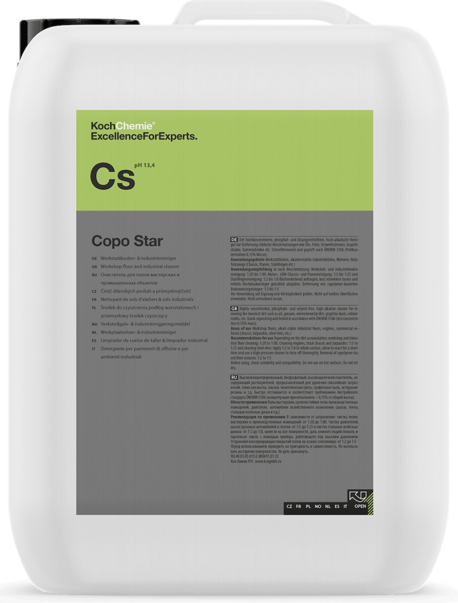 KOCH CHEMIE - Cs - Copo Star - Werkplaatsvloer & Industriereiniger - Motoren - Dekzeilen - Vrachtwagenchassis - 10L - 10L