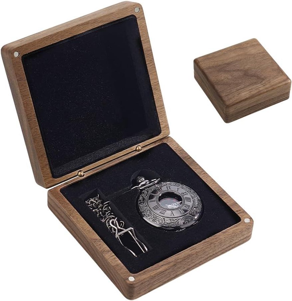 Allecto- Houten Zakhorloge Box - Horloge Gift Box - Draagbaar - Walnoot - Hout - Sieraden Opslag - Reizen Organizer - Geschikt voor Mannen Vrouwen - Kokosnoot Bruin.