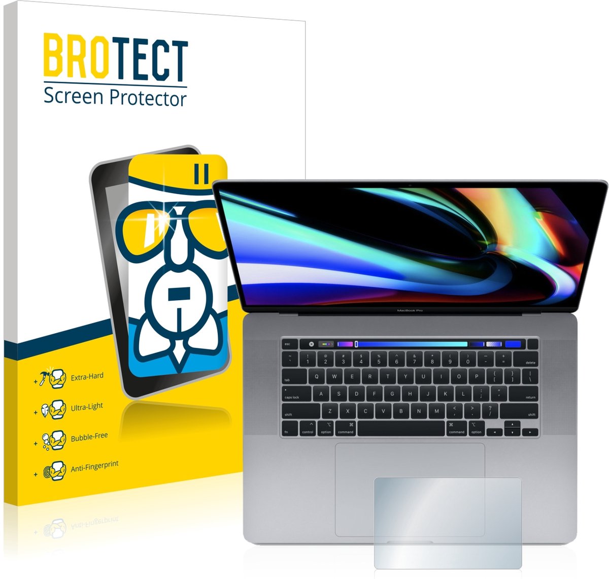 Screenprotector voor Apple MacBook Pro 16" 2019 (Touch Trackpad) Beschermglas transparant