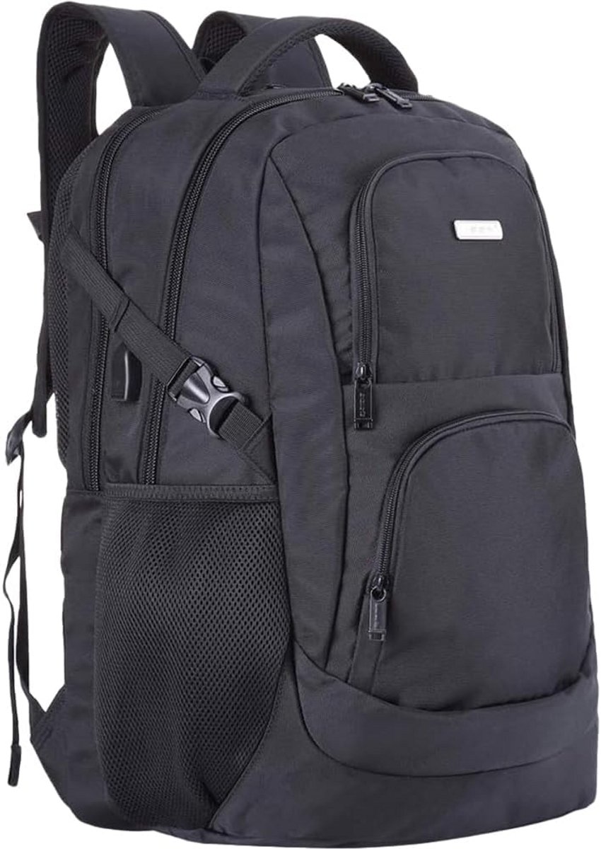 Extra Grote, Stevige Reistas Rugzak voor Laptop tot 19 Inch met USB-Poort en Regenhoes